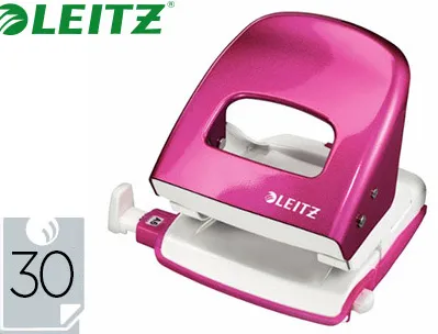Perforateur leitz métal capacité perforation 30f 2 trous coloris rose 107x100x137mm
