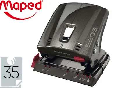Perforateur maped advanced métal a6303 entraxe 80mm capacité perforation 35 feuilles 2 trous gris foncé 142x77x126mm