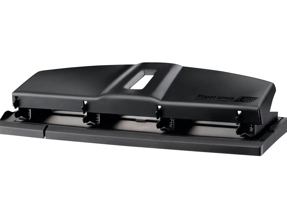 Perforateur maped essentials e4001 métal capacité perforation 10/12 feuilles 4 trous coloris noir 48x67x318mm