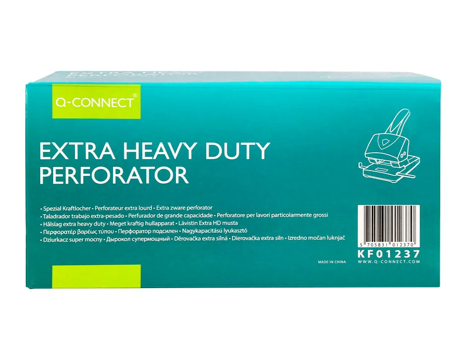 Perforateur q-connect capacité perforation 65f 2 trous usage intensif coloris noir 220x110mm