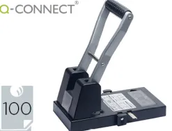 Perforateur q-connect capacité perforation 100f 2 trous coloris noir 129x200x281mm