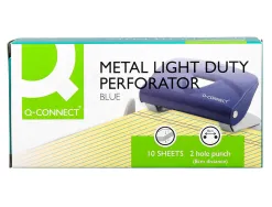 Perforateur q-connect kf14215 2 trous ouverture 1mm capacite 10 feuilles coloris bleu