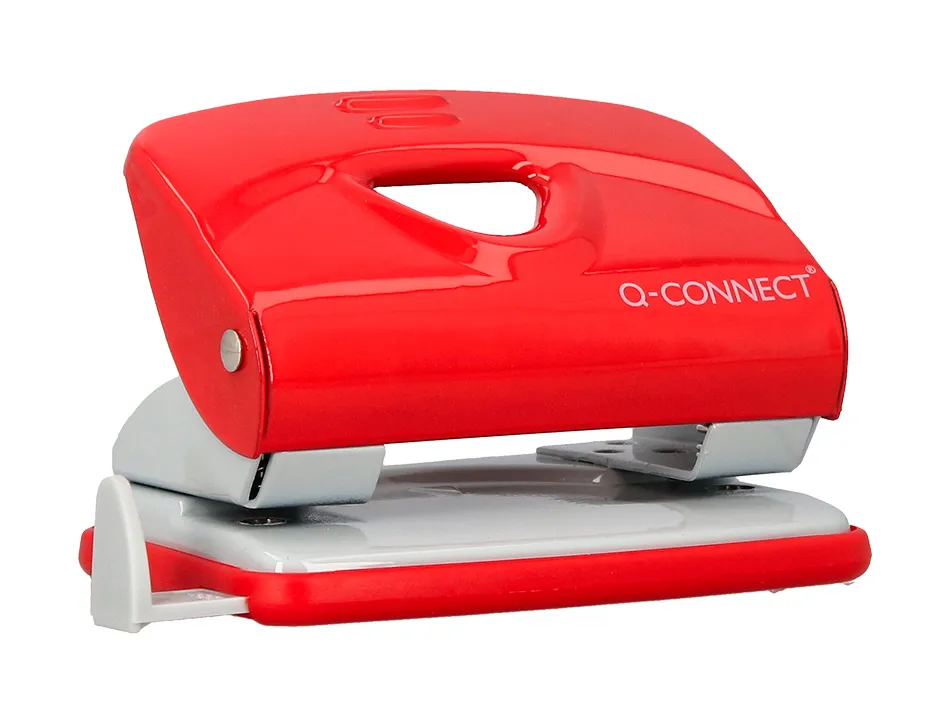 Perforateur q-connect kf14219 2 trous ouverture 2mm capacite 20 feuilles coloris rouge