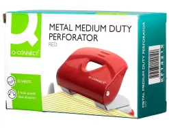 Perforateur q-connect kf14219 2 trous ouverture 2mm capacite 20 feuilles coloris rouge