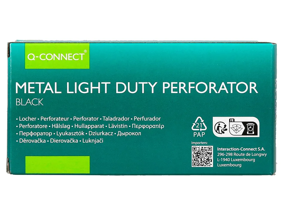 Perforateur q-connect kf14214 2 trous ouverture 1mm capacite 10 feuilles coloris noir