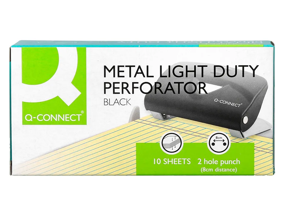 Perforateur q-connect kf14214 2 trous ouverture 1mm capacite 10 feuilles coloris noir