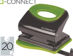 Perforateur q-connect métallique capacité perforation 20f 2 trous coloris attractifs noir/vert 117x105mm