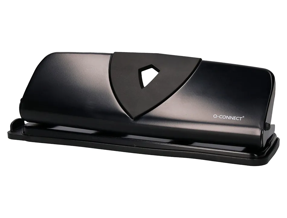 Perforateur q-connect métal et plastique capacité perforation 16f 4 trous coloris noir 280x110mm