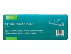 Perforateur q-connect métal et plastique capacité perforation 16f 4 trous coloris noir 280x110mm