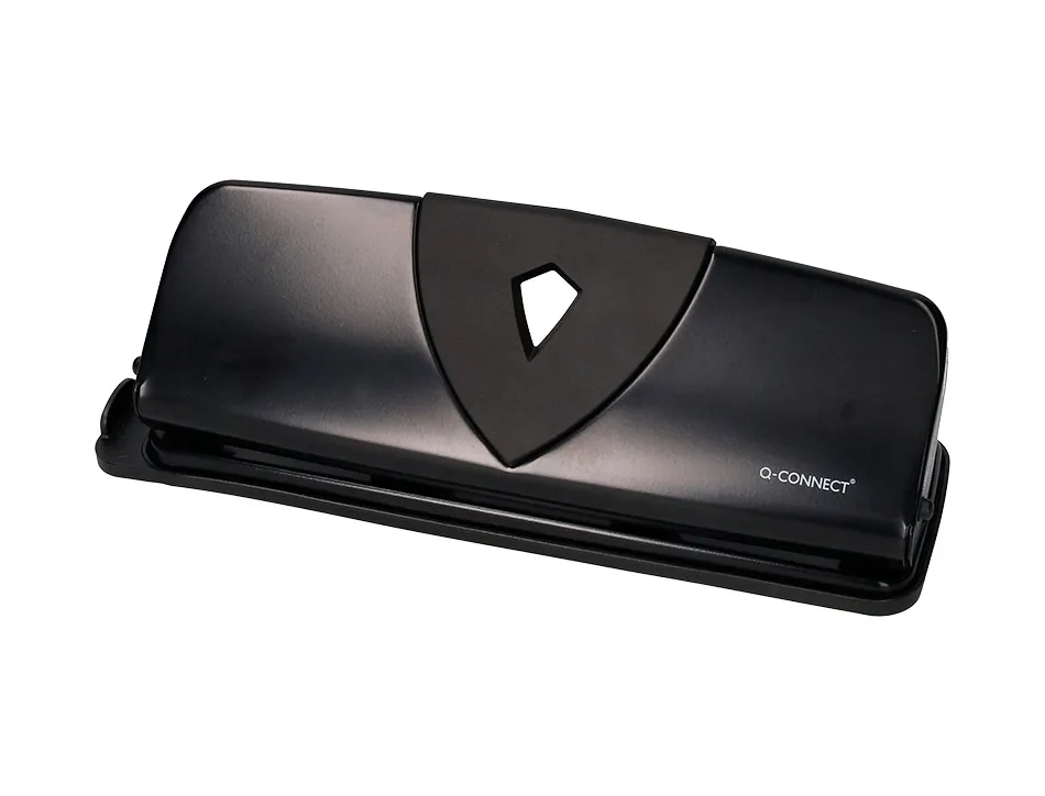 Perforateur q-connect métal et plastique capacité perforation 16f 4 trous coloris noir 280x110mm