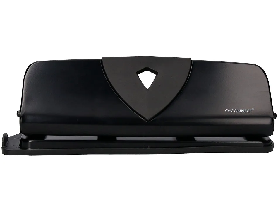 Perforateur q-connect métal et plastique capacité perforation 16f 4 trous coloris noir 280x110mm