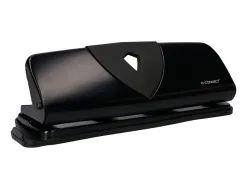 Perforateur q-connect métal et plastique capacité perforation 16f 4 trous coloris noir 280x110mm