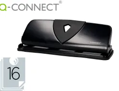 Perforateur q-connect métal et plastique capacité perforation 16f 4 trous coloris noir 280x110mm