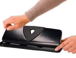 Perforateur q-connect métal et plastique capacité perforation 16f 4 trous coloris noir 280x110mm