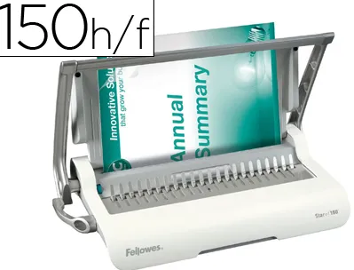 Perforelieuse fellowes star+150 manuelle 150f perforation 15f anneaux plastique usage modéré bac tiroir a4 450x280x80mm