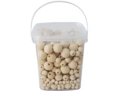 Perle bois ocolor forme ronde 8-12-16-20mm coloris naturel lot de 600 perles