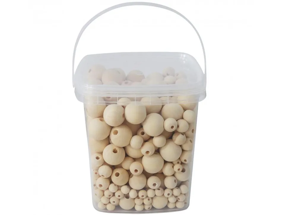 Perle bois ocolor forme ronde 8-12-16-20mm coloris naturel lot de 600 perles