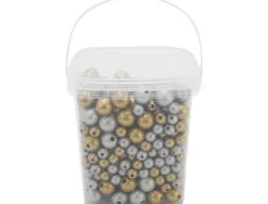 Perle bois ocolor forme ronde 10-16mm coloris or et argent lot de 600 perles