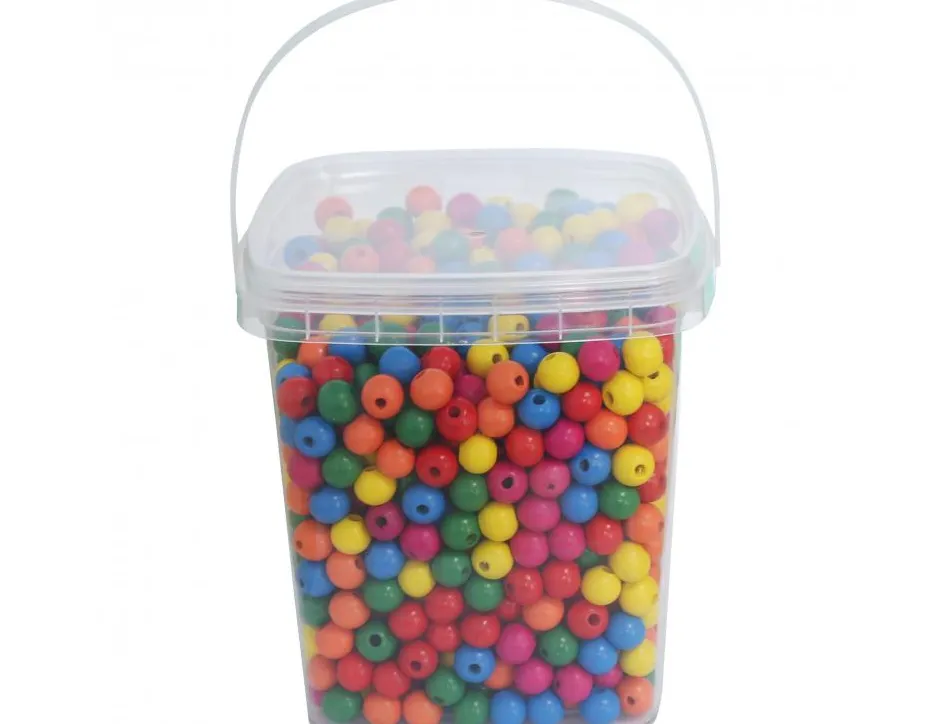 Perle bois ronde ocolor diametre 10mm coloris assortis lot de 1100 perles