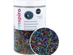Perle de rocaille innspiro 3.8mm coloris aurore boreale assortis bocal de 500g
