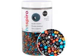 Perle de rocaille innspiro verre 3,8mm coloris metalliques assortis bocal 500gr