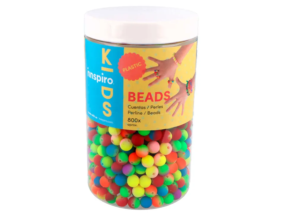 Perle en plastique rondes multicolore fluor diametre 8mm bocal de 800 un