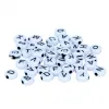 Perle plastique innspiro forme ronde plate 6mm imprimee alphabet noir sur fond blanc lot de 300 perles