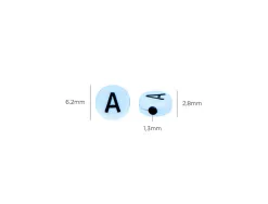 Perle plastique innspiro forme ronde plate 6mm imprimee alphabet noir sur fond blanc lot de 300 perles
