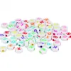Perle plastique innspiro forme ronde plate 7mm imprimee alphabet couleur sur fond blanc lot de 1200 perles