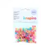 Perle plastique innspiro forme carree 6mm imprimee alphabet blanc coloris transparents pastels assortis
