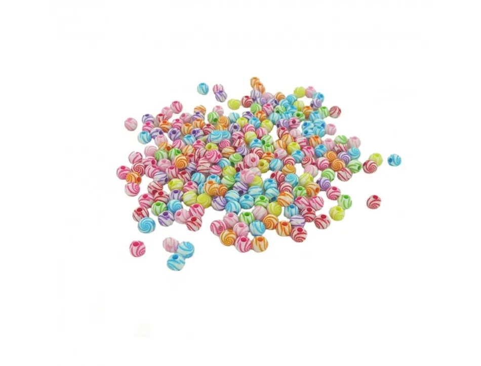 Perle plastique innspiro forme ronde spirale 8mm coloris assortis bocal de 500 perles