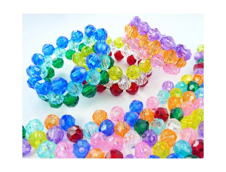 Perle plastique innspiro a facettes 8mm coloris transparents assortis lot de 1600 perles