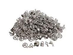 Perle plastique ocolor pampilles 15mm 10 formes assorties coloris argent lot de 200 perles