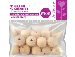 Perles en bois graine creative diametre 20mm sachet 18 pieces