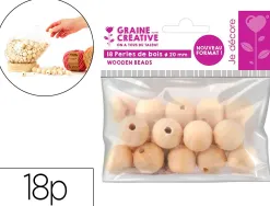 Perles en bois graine creative diametre 20mm sachet 18 pieces