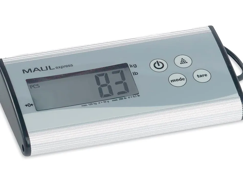 Pese-paquet maul cargo 120kg min 50g 360x270x450mm grand plateau acier inoxydable 27x27cm fonction comptage facile