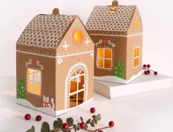 Petite maison en carton kraft 6 pieces pre decoupees taille maison env. 110x110x190mm