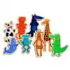 Pieces magnetiques crazy animaux djeco en bois 8 animaux 3 pieces chacun 8 personnages 24 pieces de 3 a