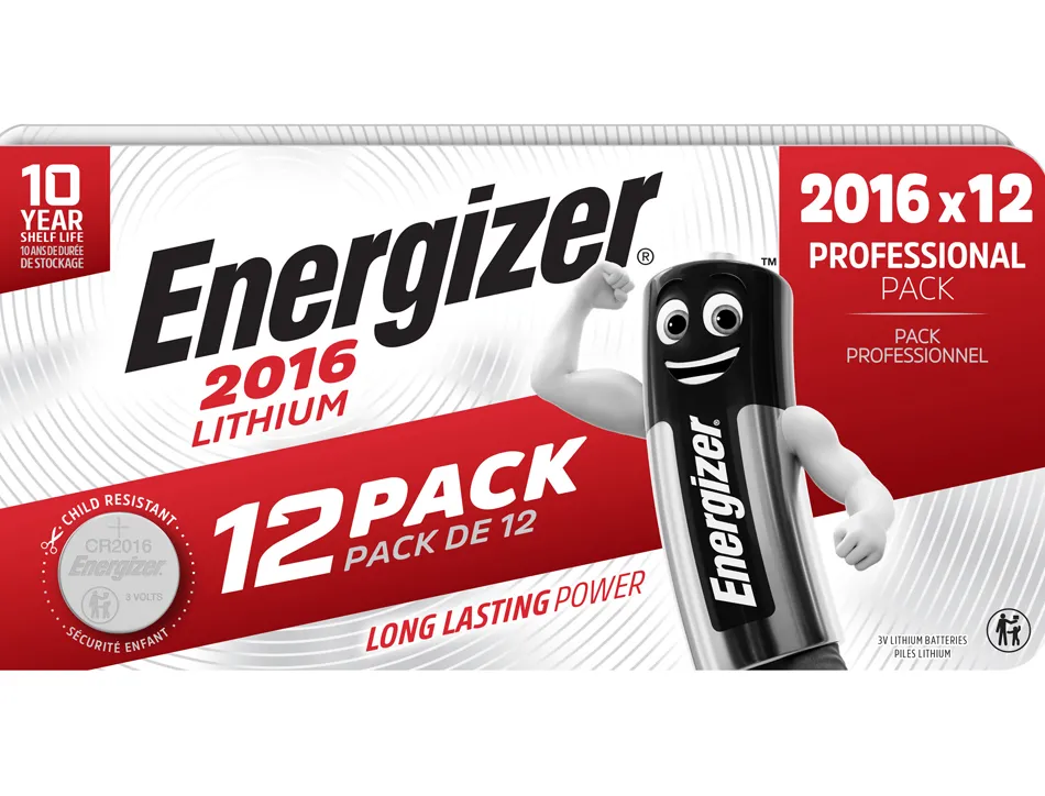 Pile energizer miniature lithium cr2016 blister 12 unites