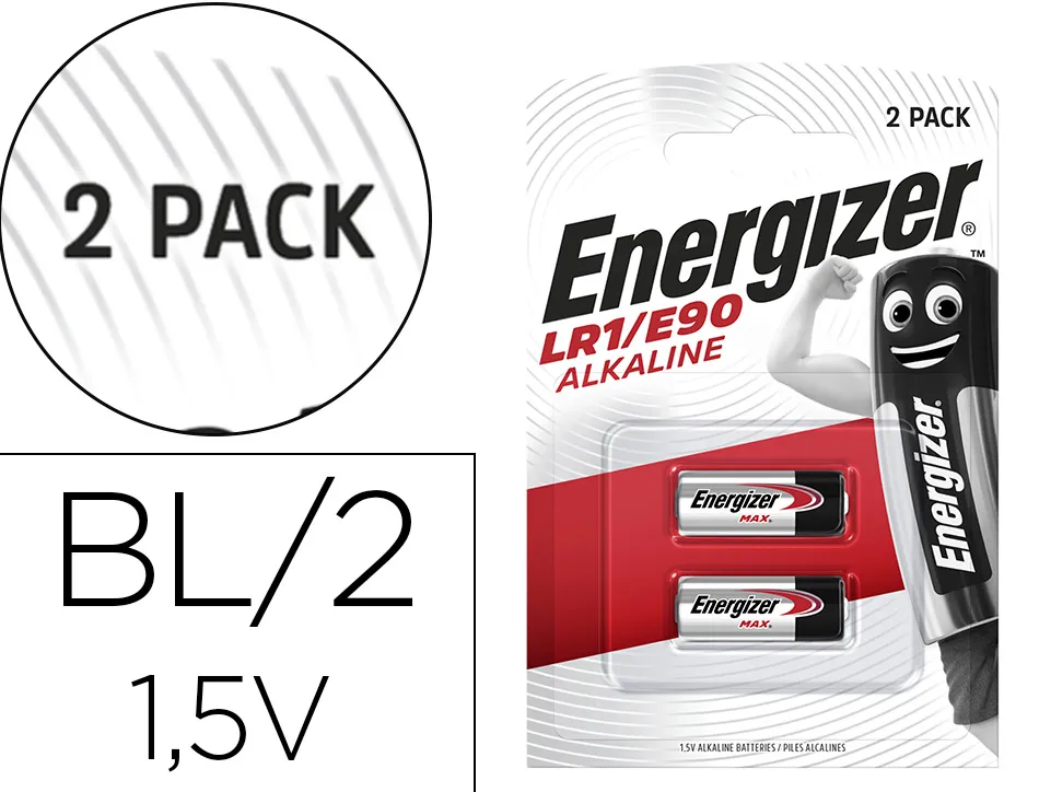 Pile energizer miniature appareils électroniques i.c.e. lr1 1.5v blister 2 unités