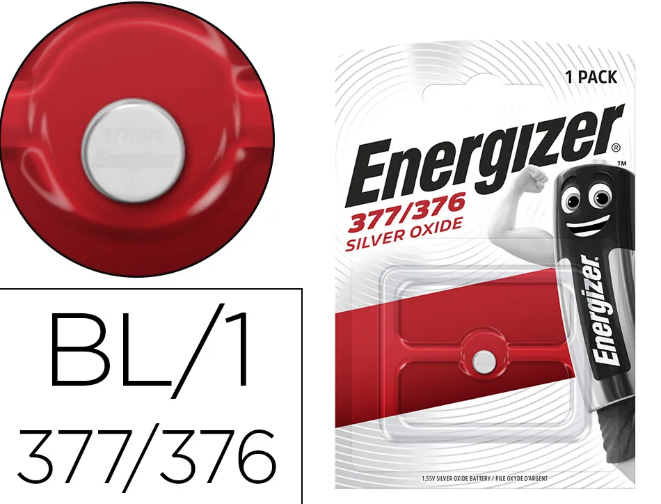 Pile energizer montres oxyde argent i.c.e. 377/376 blister 1 unité