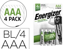 Pile energizer rechargeable power plus i.c.e. hr3 taille aaa 700mah blister 4 unités