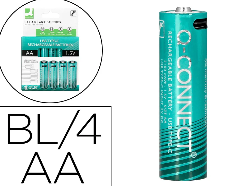 Pile q-connect aa rechargeable usb-c blister 4 unites
