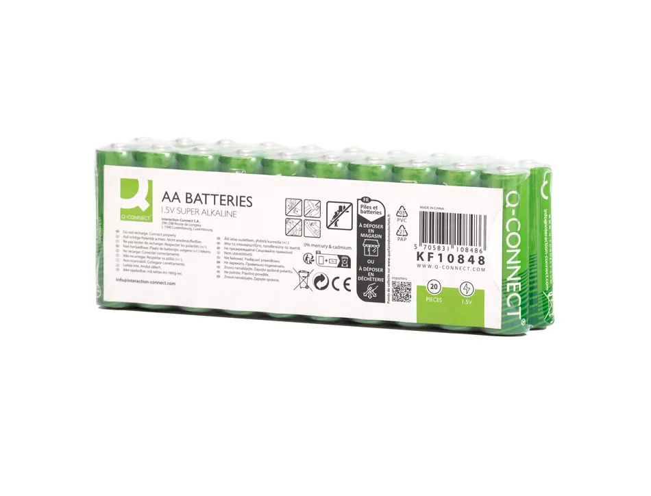 Pile q-connect alcaline aa lr6 capacité 1.5v pack 20 unités