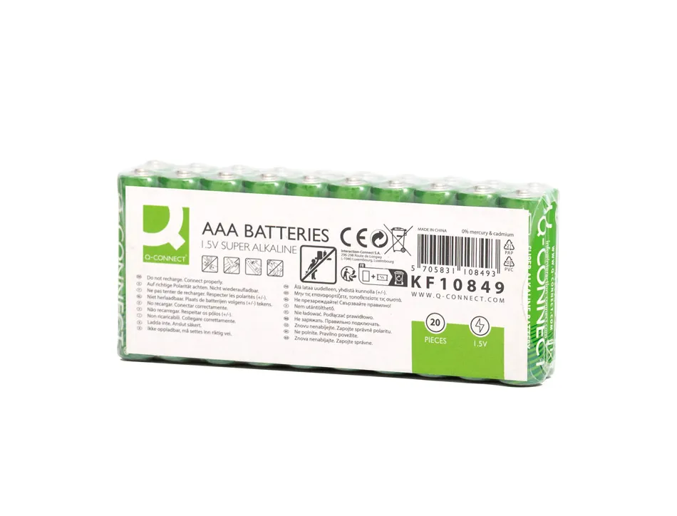Pile q-connect alcaline aaa lr03 capacité 1.5v pack 20 unités