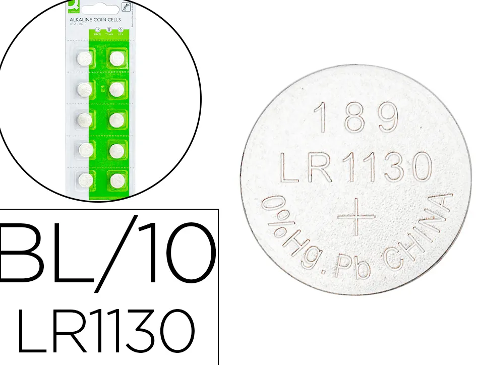 Pile q-connect bouton alcaline lr54 1,5v blister 10 unites