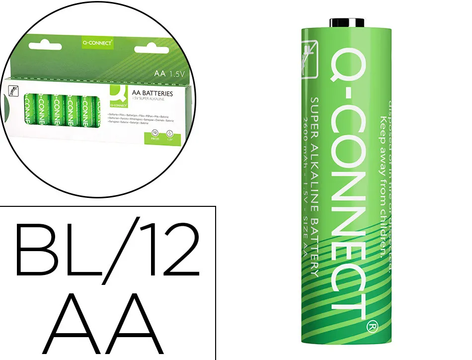 Pile q-connect économique capacité 1.5v i.c.e lr06 taille aa blister 12 unités