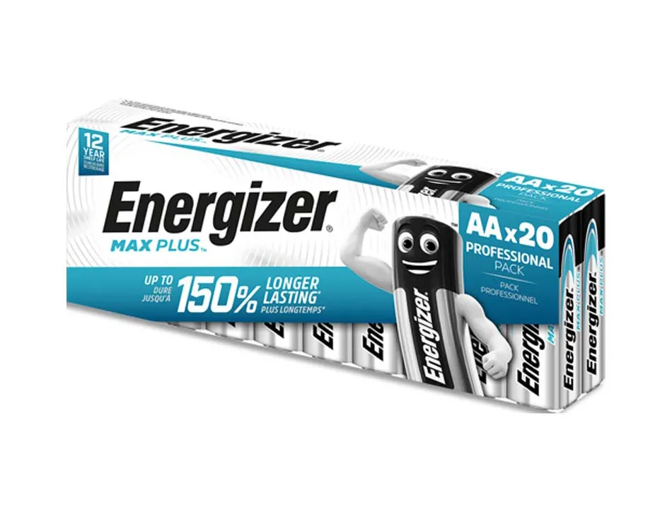 Piles energizer max plus alkaline aa pack de 20 unites