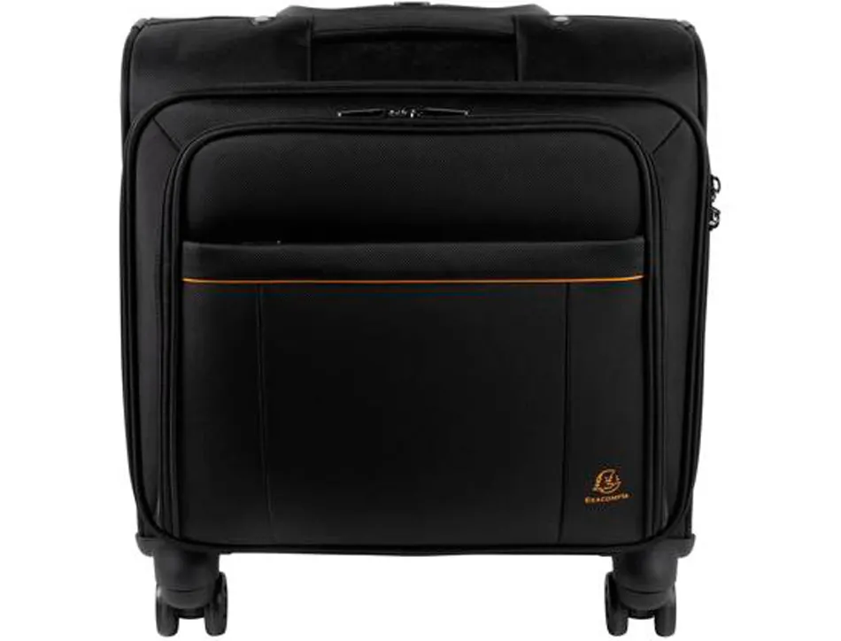 Pilot case exacompta exactive ordinateur portable 15,6" polyester poignee retractable 4 roulettes 42x48x23cm noir