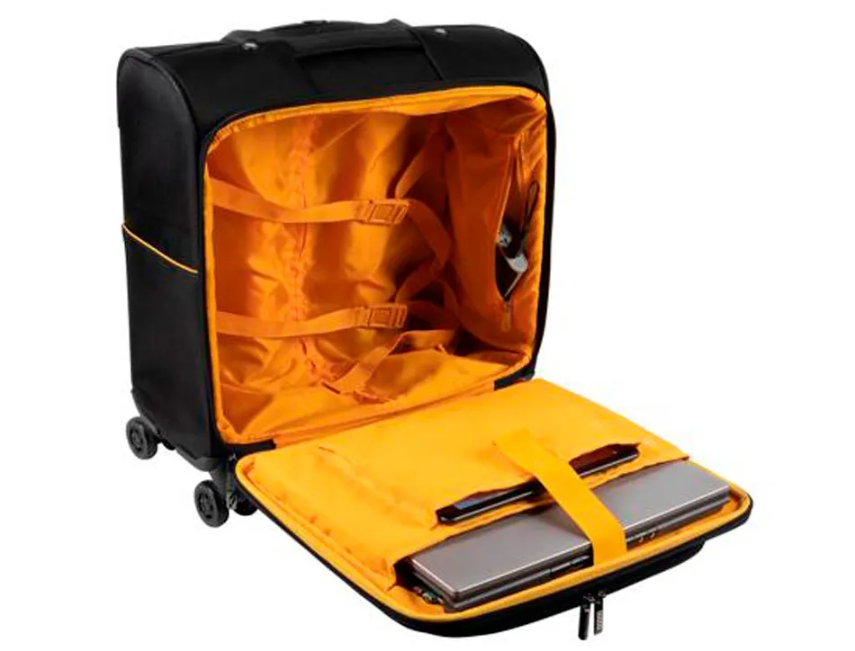 Pilot case exacompta exactive ordinateur portable 15,6" polyester poignee retractable 4 roulettes 42x48x23cm noir
